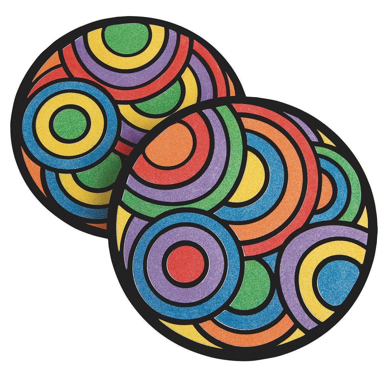 S&S Worldwide Velvet Mandala Sand Art Craft Kit, Includes Self-Adhesive Chipboard Mandalas, 9 lbs Assorted Colored Sand, Instructions. For Kids & Adults, Project is 10-1/4" Diameter, Makes 24.